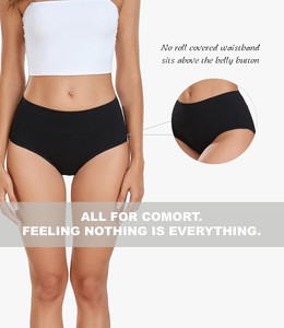 Culotte taille haute en tricot extensible (Spandex/Coton) à motif floral avec nœud décoratif, confortable, pour femme adulte, écologique - Product Image 4