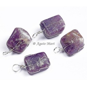 Colgante caído de jaspe manchado artesanal de piedra semipreciosa con envuelto para curar el limpiador de AURA producto fengshui - Product Image 4