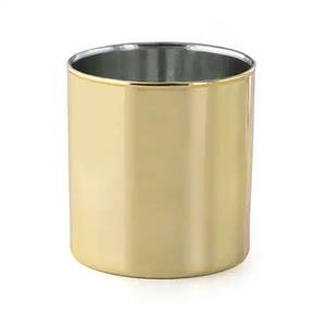 Venta al por mayor de fábrica: Tarro de metal redondo dorado personalizado para velas de aromaterapia, tarro de acero inoxidable - Product Image 1