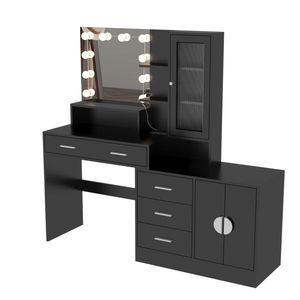 "Modern <b>Makeup</b> Vanity with 10 LED Lights Charging Station & Desk <b>Mirror</b> Large Size for Home or Office Use" - Product Image 5