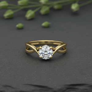 Anillo de Compromiso de Oro de 10k con Diseño Personalizado Hecho a Mano, Anillo Solitario con Diamante Cultivado en Laboratorio VVS1, Fabricante - Product Image 2