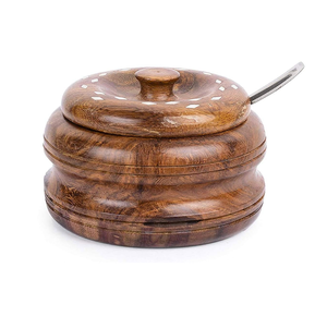 Pot à sucre en bois naturel, salière et poivrière personnalisées, récipient en bois, compatible lave-vaisselle, best-seller en promotion - Product Image 1