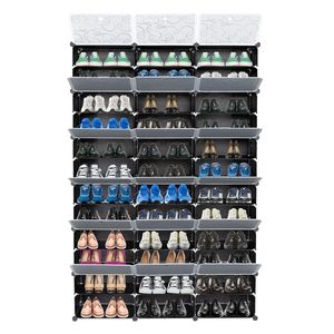 Organisateur de chaussures portable moderne à 12 niveaux pour 72 paires, étagère tour extensible à 36 compartiments, meuble de rangement pour talons, bottes et pantoufles - Product Image 2