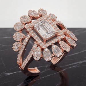 Luxury Rose Gold Plated Dainty Diamond Engagement <b>Ring</b> Elegant Design Women's Wedding Anniversary Gift Jewelry - Product Image 1