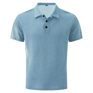 Camisa Polo de Manga Corta para Hombre, Fácil Cuidado, 100% Seda de Hielo, Transpirable, Antiarrugas, Secado Rápido, Jersey Sólido Comprimido - Product Image 1