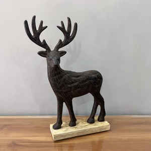 Modern Artistic Aluminum/Wood Deer Sculpture Handmade Animal <b>Figure</b> Tabletop Decor for Living Room <b>Christmas</b> Theme - Product Image 5