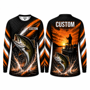 Chemise de pêche personnalisée par sublimation pour homme, UPF 50, manches longues, polyester, séchage rapide, pull-over, protection solaire, vêtements de pêche en plein air - Product Image 5