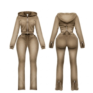 Conjunto de 2 Piezas de Sudadera con Capucha y Pantalones Deportivos para Mujer, Primavera 2025, Transpirable, Ligero, Personalizado, Lavado al Ácido, de Fabricantes de Ropa - Product Image 6
