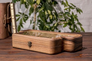 Walnut Watch <b>Box</b> 10 Slot Jewelry & Watch <b>Storage</b> Organizer with Glass Wooden Lid for Men - Product Image 1
