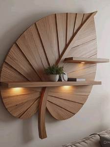 Estante de Pared Decorativo de Madera con Diseño de Hojas, Hecho a Mano, Panel Flotante Decorativo, Decoración Escandinava para Sala de Estar - Product Image 1