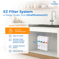 Purificateur d'eau domestique Moolmang Premium 11 pouces à 4 étapes UF sous évier, sans réservoir, à changement rapide, avec robinet