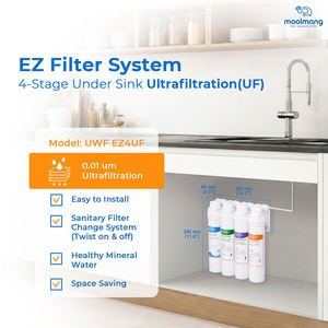 Purificador de Agua Doméstico Moolmang Premium de 11 Pulgadas y 4 Etapas UF, Sin Tanque, de Plástico, con Cambio Rápido y Grifo - Product Image 2