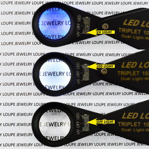 Loupe professionnelle 10x 21mm - Triplet achromatique/aplanatique avec éclairage UV et 6 LED, anti-reflet, cadre noir, loupe à bijoux - Product Image 3