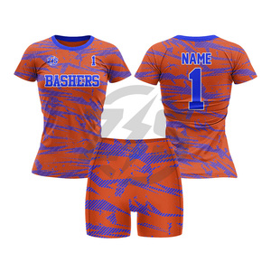 Conjunto de Uniforme de Voleibol para Mujer, Azul y Amarillo, Impresión por Sublimación, Poliéster Transpirable, Kit para Equipo Adulto - Product Image 3