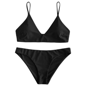 Ensemble de bikini triangle uni pour femme OEM, en spandex et nylon extensible, maillot de bain deux pièces, bas de bikini coupe classique - Product Image 5