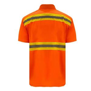 เสื้อโปโลแขนสั้นกันลมสีเขียวนีออนพร้อมแถบสะท้อนแสงชุดทำงานแบบมองเห็นได้ชัดเจนสำหรับทุกเพศ - Product Image 2