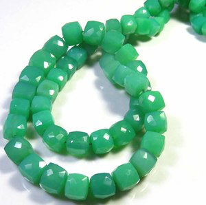 Cuentas de Piedra Preciosa Verde Facetadas en Forma de Cubo y Caja de Crisoprasa Natural de 16 Pulgadas, 6-8 mm, Calidad Superior para la Fabricación de Joyas - Product Image 2