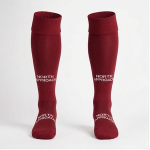 North Approach <b>Knee</b> <b>High</b> <b>Socks</b> Red Breathable Soccer Football <b>Socks</b> for Adults Regular Style Letter Print - Product Image 1