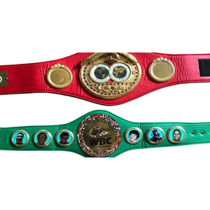 Nouvelle ceinture de championnat de boxe WBC rouge et verte de qualité supérieure avec emblème doré et design unique, ceinture de titre en cuir premium pour collectionneur - Product Image 5