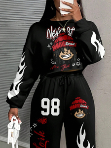 Custom Oversized Ladies Acid Wash Tracksuit Female Baggy Tracksuit <b>for</b> <b>Women</b> <b>Sweatsuits</b> Unisex Sets Wholesale customized - Product Image 5