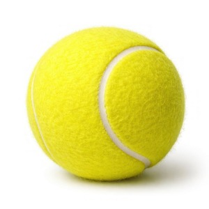 Pelota de Tenis con Superficie de Fieltro Amarillo y Costura Blanca Aislada sobre Fondo Blanco - Product Image 1