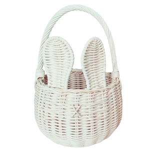 Panier de Pâques en rotin blanc fait main avec poignée, panier cadeau décoratif en forme de lapin pour les enfants, décoration de fête, décoration de chambre d'enfant - Product Image 1