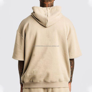Sudaderas con capucha de manga corta de verano para hombres, camisas ligeras transpirables de manga corta con capucha teñida de Color, ropa informal para hombres - Product Image 3