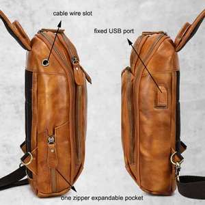 Genuine Leather <b>Sling</b> <b>Bag</b> for Men Crossbody Shoulder Travel Large Capacity Vintage High Quality Customizable Chest Gift. - Product Image 3