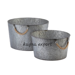 Pot de fleurs rustique en métal galvanisé, style vintage, capacité 3L, pour décoration extérieure de jardin et maison, nouveauté, vente chaude - Product Image 4