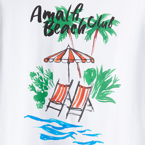 Camiseta de Hombre Blanca de Punto Ecológica para la Playa, Estilo Urbano, Cuello Redondo, Manga Corta, Algodón, Colección de Verano - Product Image 6