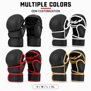 Gants de boxe en PU personnalisables OEM, fermeture Velcro sur tous les doigts, plusieurs couleurs, tailles S M L XL, équipement d'arts martiaux unisexe - Product Image 1