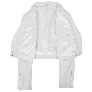 Nouvelle veste courte Style Moto en cuir oversize pour femme-blanc Biker Leather - Product Image 5
