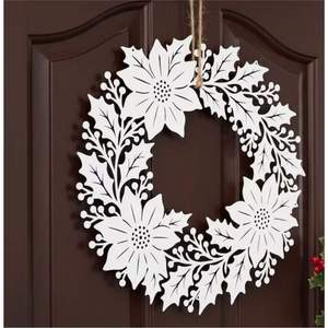 Couronne de Lauriers Dorée en Métal à Suspendre au Mur, Décoration Murale Vintage en Laiton, Guirlande de Feuilles, Art Mural pour Entrée de Maison à Noël - Product Image 3