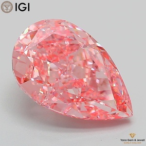 Diamant de laboratoire CVD 4,01 CARAT, taille poire, certifié IGI, couleur rose vif fantaisie, clarté VVS2, pour utilisation dans la fabrication de bijoux sur mesure - Product Image 1