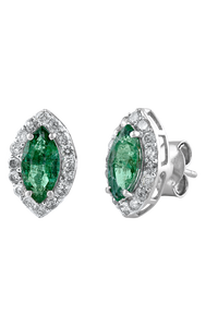 Pendientes de Diamantes y Esmeraldas en Plata de Ley 92.5 KLST-30408 - Product Image 2