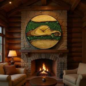 Wood slice wall <b>clock</b> Mossy timber <b>clock</b> Rustic woodland <b>clock</b> Enchanted forest wood <b>clock</b> Green haven wall <b>clock</b> - Product Image 4