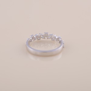 IGI Certified Marquise & Round Diamond Half Eternity Ring in <b>Solid</b> 925 Sterling <b>Silver</b> - Product Image 4