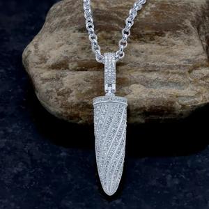 Collar con Colgante de Bala Helada, Chapado en Rodio, Plata 925, Amuleto Táctico de Lujo - Product Image 2