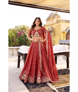 Indian Traditional Ethnic Lehenga Choli Set in <b>Sequin</b> Thread Embroidery Dupatta Wedding Party Dress for Women Fancy Trendy Wear - Product Image 1
