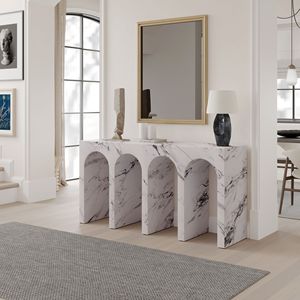 Tavolo Console in Pietra Ingegnerizzata Fritzy, Pezzo di Arredamento Durevole ed Elegante - Product Image 1
