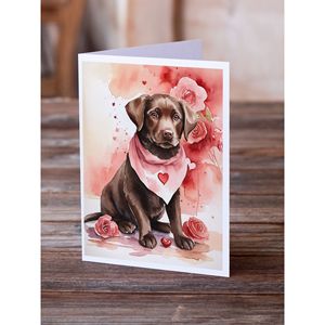 Lunatique A7 Taille 5x7 Cartes Vierge Pack 8 Chocolat Labrador Retriever Valentine Roses Cartes De Voeux avec Enveloppes - Product Image 2