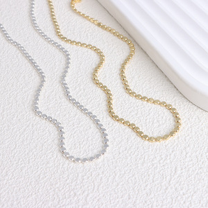 สร้อยคอเม็ดถั่วแบนให้ความรู้สึกเย็นระดับไฮเอนด์สไตล์ยุโรปอเมริกันพร้อมห่วงโซ่กระดูกไหปลาร้าอินเทอร์เน็ต - Product Image 1