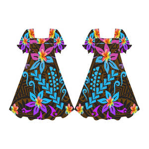 Robe Mumu pour femmes en polyester imprimé floral polynésien de la Micronésie, écologique, anti-rides, respirante, impression sublimée personnalisée - Product Image 4