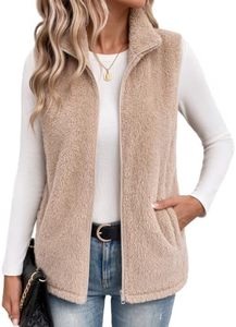 <b>Women's</b> <b>Beige</b> Faux Fur Vest Stand Collar Zipper Closure Sleeveless Outerwear Casual Style Solid Color Velour Fabric OEM - Product Image 6