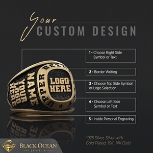 Anillo Escolar BOJ 021 Personalizado de Plata con Diamantes, Anillo de Graduación Universitario Unisex, Regalo para Fiestas y Ocasiones Especiales, Precio Bajo - Product Image 3