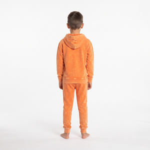 Kids Custom Kids Cotton Acid Wash Hoodie Solid Orange Color Set Regular Size Casual Sports Clothing with Personalized <b>Log</b> - Product Image 6
