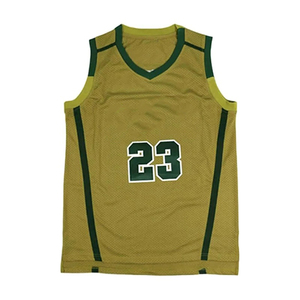 Conjunto de camiseta de baloncesto unisex color granate, camiseta sin mangas, pantalones cortos, número 23, ribete amarillo, absorción de humedad, protección UV, ajuste regular - Product Image 3
