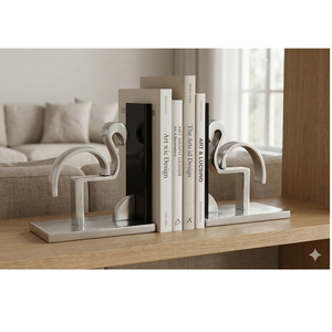 Juego de Sujetalibros Decorativos de Metal con Forma de Flamenco de la Mejor Calidad, con Base Resistente, para Decoración de Estanterías en el Hogar u Oficina, en Venta - Product Image 1