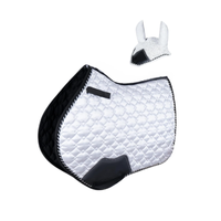 Ensemble de tapis de selle matelassé de qualité supérieure pour cheval avec bonnet d'oreille assorti |   Tapis de selle d'équitation |   Saut et dressage respirants