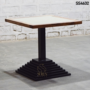 Industrial Metal Frame <b>Square</b> Dining <b>Table</b> with Wood Top 4-Seater for Home <b>Bar</b> Hotel Living Room - Product Image 1